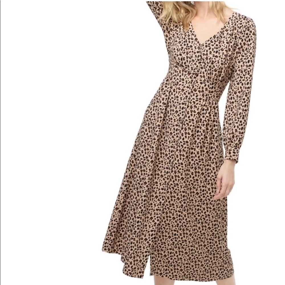 J. Crew | Button-front A-line midi dress in leopard